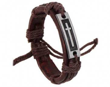 Bracelet Leather Cross Brown